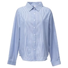 CARET 女款條紋襯衫 - 100%純棉, 基本標準版型，衣長可遮蓋到臀部, 均碼, 藍