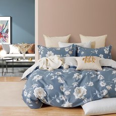 Pure One 100%純棉 台灣製 單人 漫漫藤花 藍色