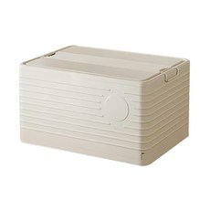 FAmILyLIFE 生活 上開式多功能附輪可疊加折疊收納箱 A-369-W 830g 9L, 米白色, 1個