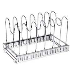 vivenzadi 柔軟全不鏽鋼平底鍋鍋具收納架, 6層, 1個, 不鏽鋼色