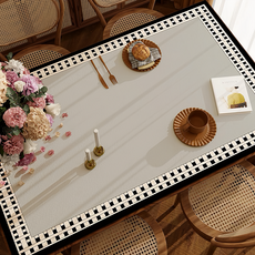 喬木居家 輕奢防燙隔熱皮革桌布, 120 x 70cm, 羅紋格 亮灰色, 1個