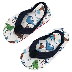 兒童款時尚寬版夾腳涼鞋, 23碼, 白色 + 深藍色