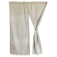 日系棉麻門簾 單 100%棉 經典格子, 85 x 140cm, 鬆餅格格