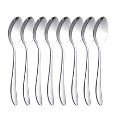 AHOYE 經典不鏽鋼咖啡匙 8支 銀色 - 優質不鏽鋼，簡約時尚，經濟實惠