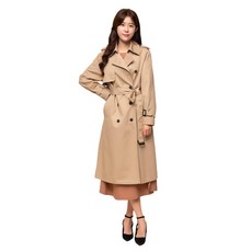 CARET 女款長版風衣 附腰帶 米白色, M(66), 淺褐色