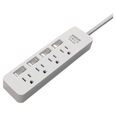 SANLUX 台灣三洋 三孔4開關4座 平貼式安全延長線 3.6M 銅線雙層包覆, 白色, 1條