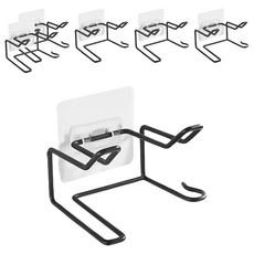 FANCY LIFE 不鏽鋼吹風機架,黑色,6個,浴室收納好幫手,免釘安裝