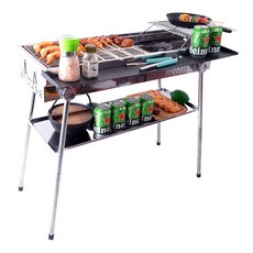 LIFECODE 營火旅者烤肉架 SS304不鏽鋼(升降烤網) 高度可調整, 特大, 1個