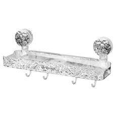 上手手居家 吸盤置物架 強力承重 穩固耐用 底部附贈4掛勾 PET材質, 透明, 1個