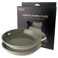 仙德曼 露營鑄鐵搪瓷餐盤, 2 件組餐盤, 沙色, 1組