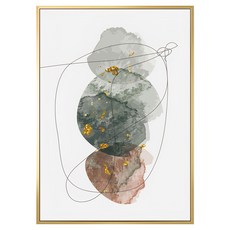 菠蘿選畫所 幾何灰拓印掛畫 59.4 x 42cm 北歐風裝飾畫, 金色