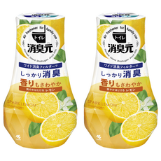 小林製藥 廁所芳香消臭元 檸檬清香 400ml, 大尺寸濾紙, 有效去除空氣臭味, 2個