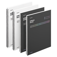 motemote 厚磅線圈康乃爾筆記本4件組 (白色2本 + 黑色2本) 方格筆記本, 1組, 黑色 + 白色