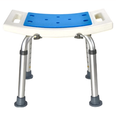 橙尚方型舒壓防滑加厚浴室椅 升級鋁合金款 A024, 白色 + 藍墊