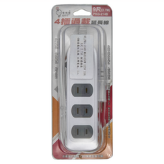 spirit 電精靈 過載延長線 4插 2P 過載保護 台灣製造, 2.7m, PKG-214B, 1個