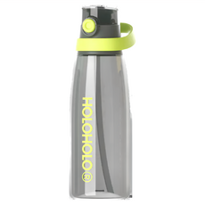 HOLOHOLO PILATES 大容量運動吸管水壺 Tritan杯身 耐熱0-100度, 黑色, 1L, 1個