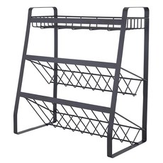 Block Mart 廚房不鏽鋼斜面調味料收納架, 黑色, 1個