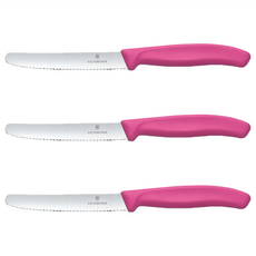VICTORINOX 瑞士維氏 Swiss Classic 經典番茄刀/鋸齒削皮刀 VICT-6.7836.L115 28g,粉色,3支