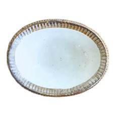 橢圓皿 日本制陶瓷餐具, 5吋(15 x 11.8 x 4.5cm), 梨地刻十草系列, 1個