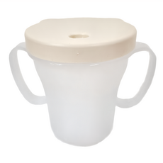 Edison 愛迪生 防拔防漏吸管水杯, 250ml 容量, 一體式雙握把, 直切薄膜設計, 米色, 1個