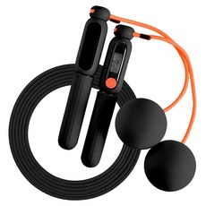 AD-ROCKET 充電智能磁控計數跳繩 無繩+有繩 黑色, 360度萬象軸承, 矽膠握把, 鋰電池, 本體 19.5cm 繩球 6.5cm 繩長 280cm, 1條