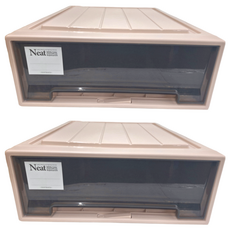 大容量抽屜式儲物箱, 42L, 強化PP材質, 多層疊加, 53 x 44 x 18cm, 杏色茶透, 2個