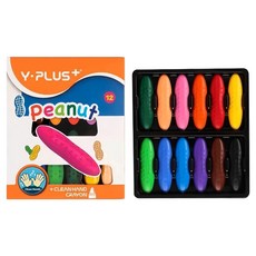 Y-PLUS 兒童花生蠟筆, 1盒, 12色