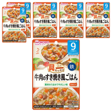 WAKODO 和光堂 雞肉燉芋頭, 9個月以上寶寶適用, 牛肉のすき焼き風ごはん, 80g, 6包