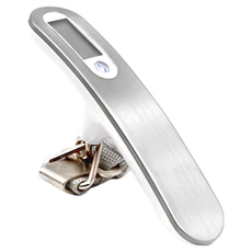 手提行李秤, 50KG/10G, LCD大螢幕, 綠光有夜視功能, 不鏽鋼+ABS材質, 銀色, 1個