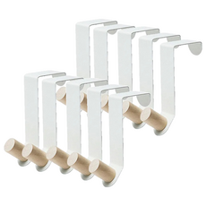 WE CHAMP 北歐風門後掛勾, 木質掛鉤, 強力負重, 穩固可靠, 白色, 10個