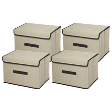 BangJiaShi 幫家適 棉麻收納盒組, 米白色, 大(36x24x24cm), 12個