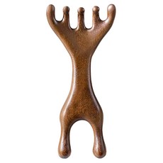 咪咪購物 鹿角按摩梳2件組 檀木梳 頭皮按摩 經絡舒緩, 1組, 檀木色