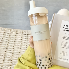 時尚吸管杯 850ml PP材質, 灰色, 1個