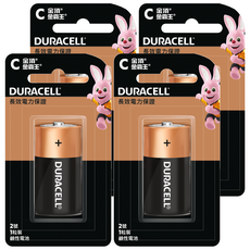 Duracell 金頂 鹼性電池 2號C 長效電力 適用於遙控器、玩具等, 4顆