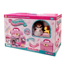 可愛小屋家家酒手提包 迷你設計方便攜帶 豐富家具配件 角色扮演遊戲, 1個