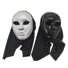 高級歌劇頭套面具, 2入, 珍珠白+黑色