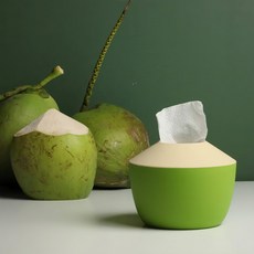 QUALy COCONUT TISSUE NAPKIN HOLDER 捲筒衛生紙盒 14.6 x 11.3cm, 椰子 綠色, 1個