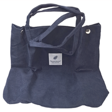 單肩手提袋 - 帆布燈芯絨內裡, 38 x 35cm, 藏青, 2個
