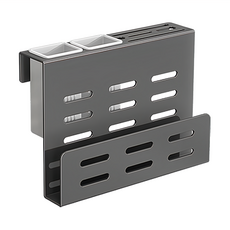 FAmILyLIFE 生活 免打孔不鏽鋼刀具砧板收納架 免釘膠款, 神秘灰, 1個