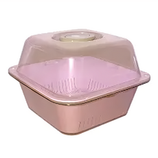 Hua Zhen 生活 King 雙層蔬果籃 附蓋 PP聚丙烯材質, 26 x 26 x 10.5cm, 顏色隨機, 1個