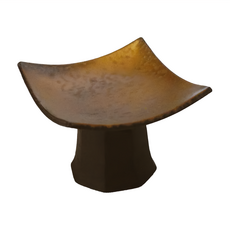 高台角形皿 - 日本製 陶瓷, 金釉, 10.5 x 7cm, 1個