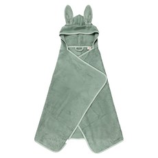 FABELAB造型連帽浴巾 3-7歲適用 (73x120cm) 竹纖維+有機棉, 亞麻綠兔, 1件