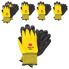 3M 亮彩舒適型止滑耐磨手套 黃色, 黃, 6雙