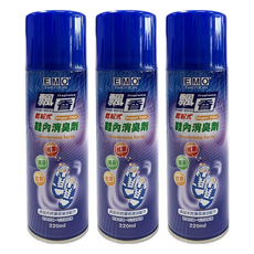 EMO 飄香鞋內消臭噴霧，乾粉式，消臭抗菌, 220ml, 3瓶