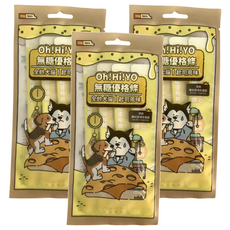 nu4PET 陪心寵糧 Oh!Hi!Yo無糖優格條, 全犬貓適用，85度巴斯特滅菌，添加專利芽孢乳酸菌, 起司風味, 12g, 3包