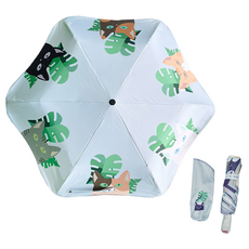 Wild Peak 野峰 圓角兒童款安全自動傘, 210T+全遮光黑膠-葉貓子, 鋼骨+玻璃纖維, 111 x 59 103cm