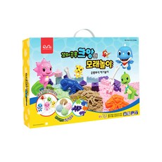 EZpia 趣玩沙豪華組 含4色趣玩沙、恐龍化石模具、城堡遊戲模組、可昂朋友們紙偶, 多色, 1組