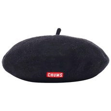 CHUMS Logo Beret貝雷保暖帽 黑色, 週長58~60cm