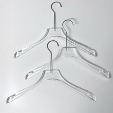 FIFIOO 晶透壓克力實心寬衣架, 透明色, 3個