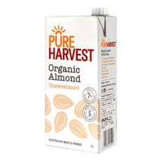 Pure Harvest 有機杏仁奶, 無糖, 澳洲製造, 1L, 1瓶